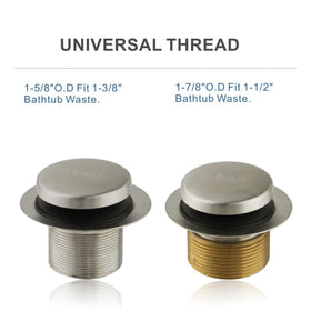 HIDROP brushed nickel finish on tub drain for lasting shine