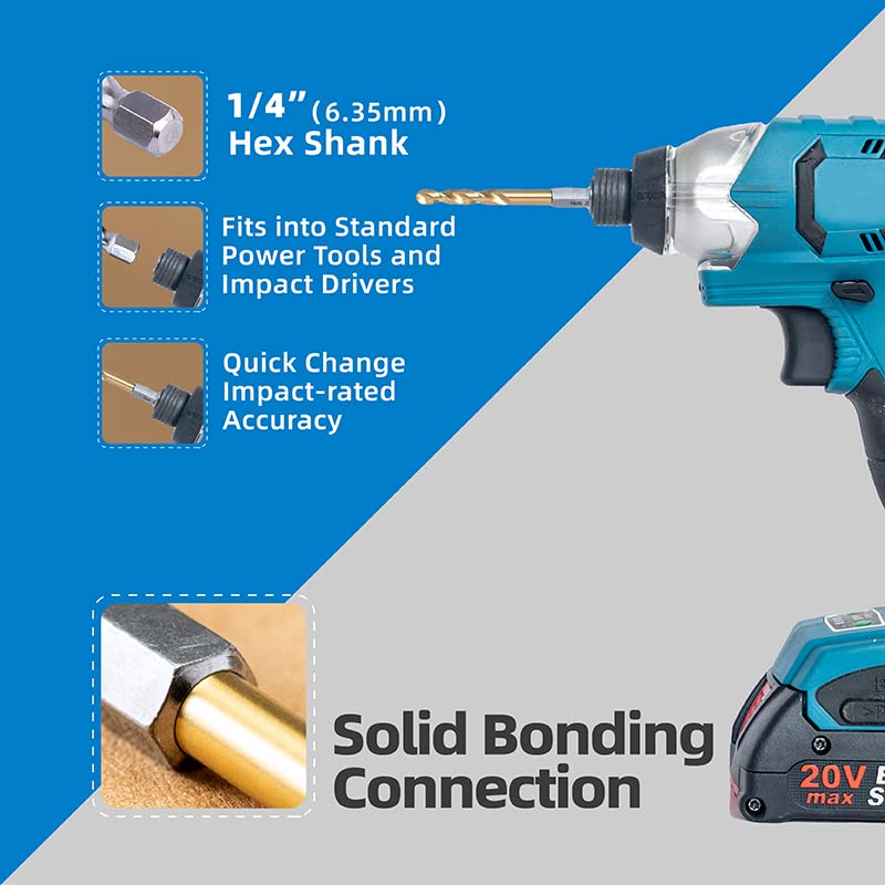 Highfire tin-coated twist flute lowers heat and extends bit life during drilling.