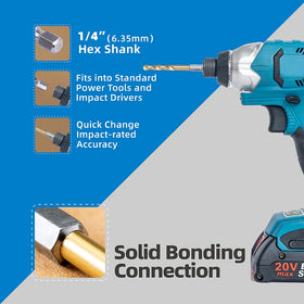 Highfire tin-coated twist flute lowers heat and extends bit life during drilling.