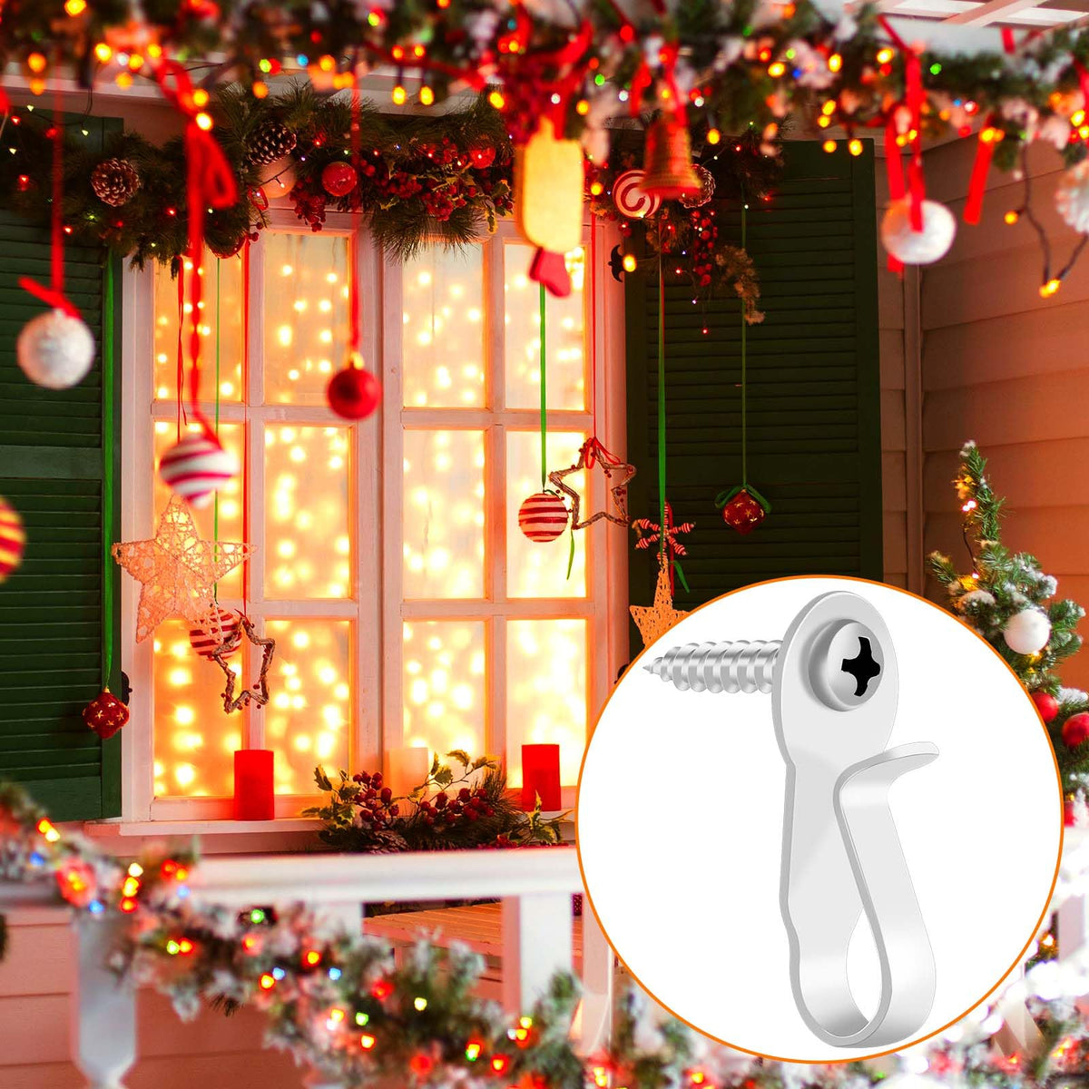 HiGift Christmas LED clips shown in use for tidy string light setup.