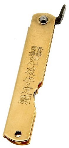 Higo no Kami knife with brass satin handle for comfortable daily carry.