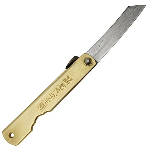 Higonokami blue paper steel blade close-up highlighting wear resistance and edge stability.