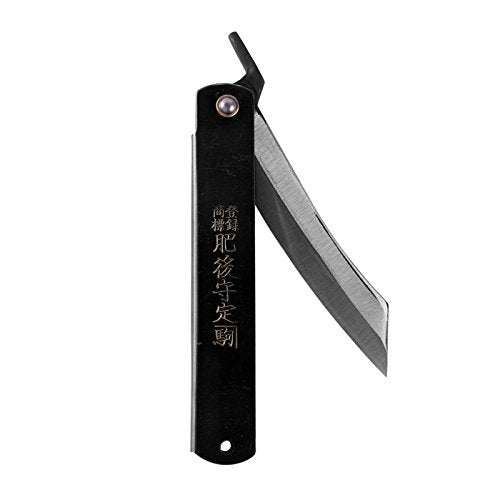 Higonokami folding knife with SK steel blade in black, ideal for daily tasks.