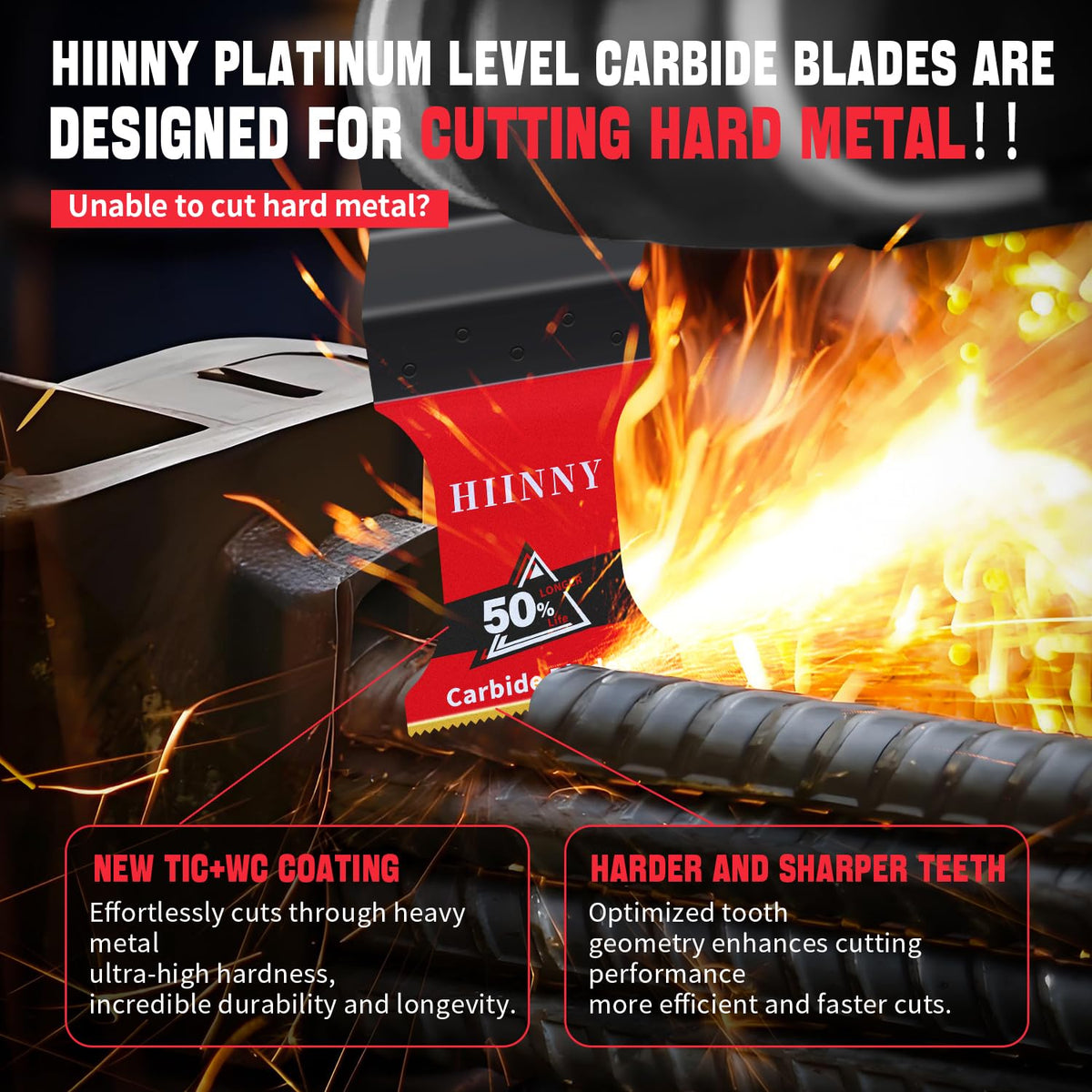 Hiinny Platinum Series blade offers 50x longer life on heavy-duty metals