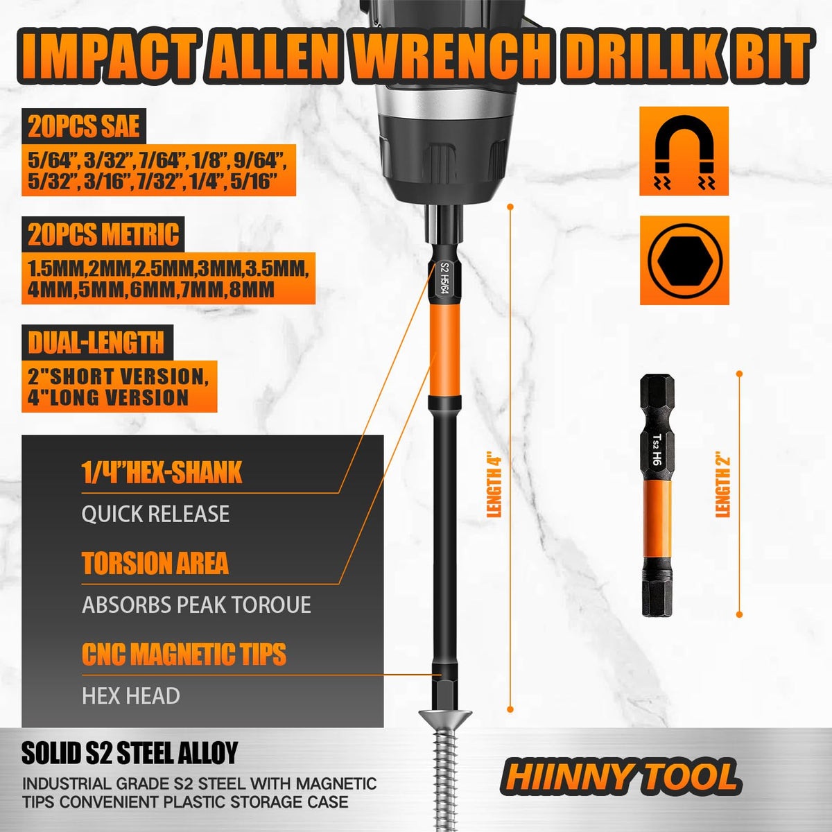 Hiinny Impact Wrench 2in hex bits designed for precision tasks.