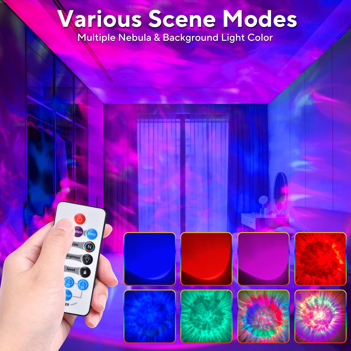 HIJOPIB remote control adjusts modes and colors from bed
