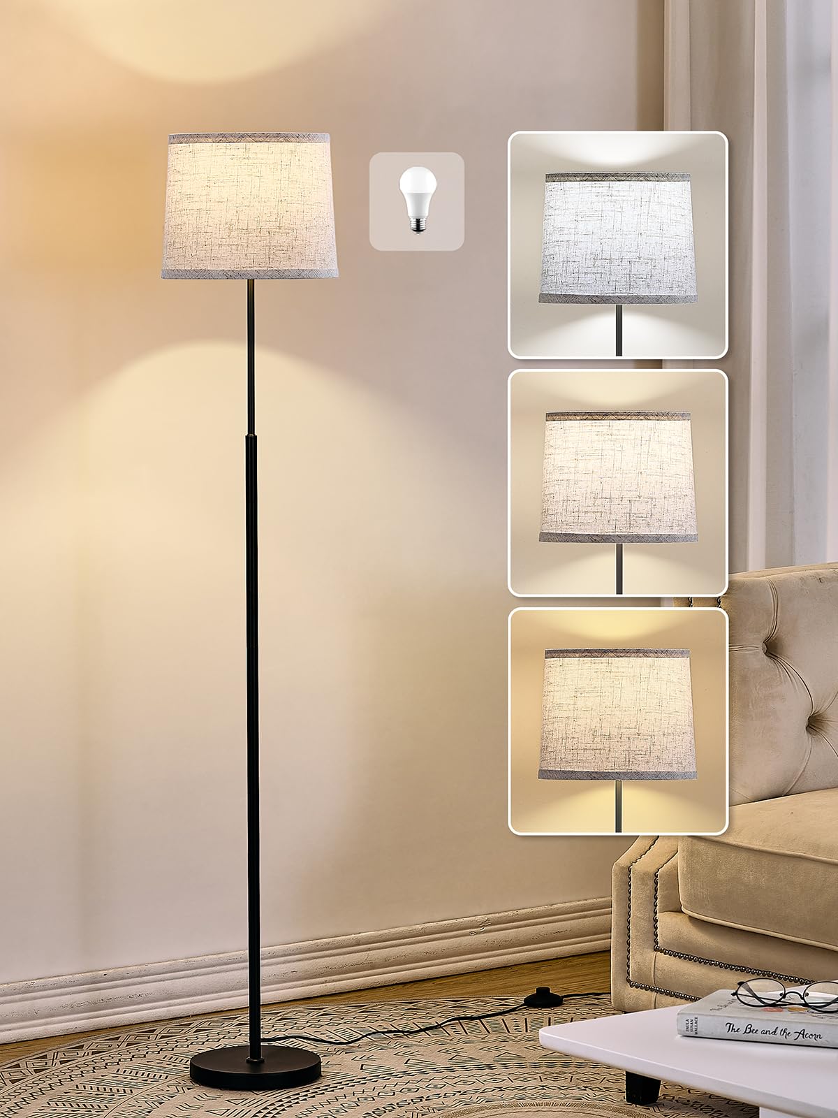 Hikczc 60-inch floor lamp with base and shade elevates modern spaces.