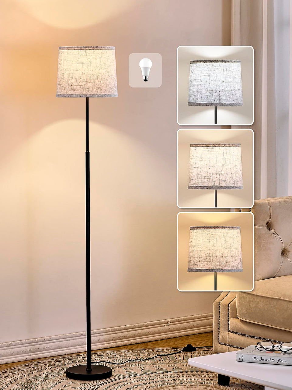 Hikczc 60-inch floor lamp with base and shade elevates modern spaces.