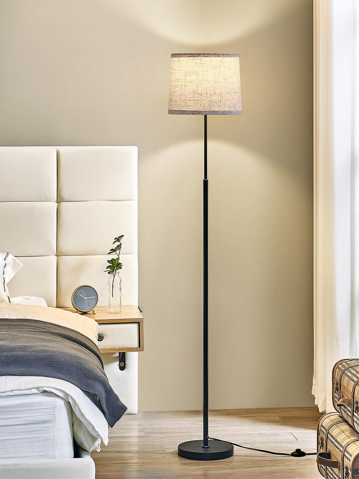 A19 9W 3-color LED bulb included for versatile moods.