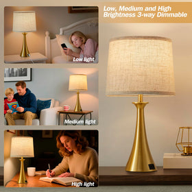 Hikczc bedside lamps with USB ports for convenient device charging at night.