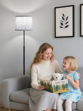 Floor lamp in a living room setup demonstrates versatile placement.