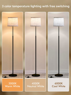 Oatmeal linen shade detail creates warm, diffused lighting.