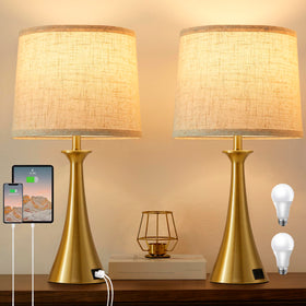 Hikczc touch lamp base closeup with warm metal finish for a soft glow.