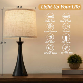 Hikczc touch lamp shade oatmeal linen conveys cozy ambience