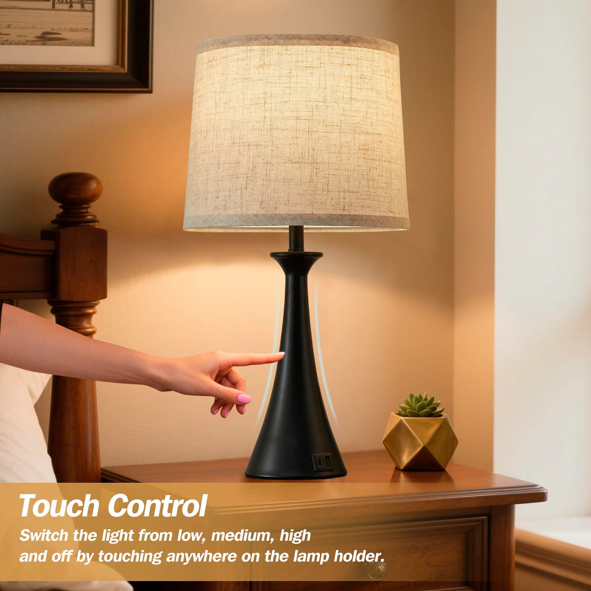 Hikczc two-pack lamps with USB ports ready for charging