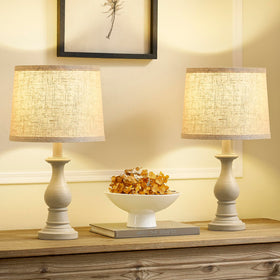 Hikczc vintage table lamp 18.5-inch base enhances living room ambiance.