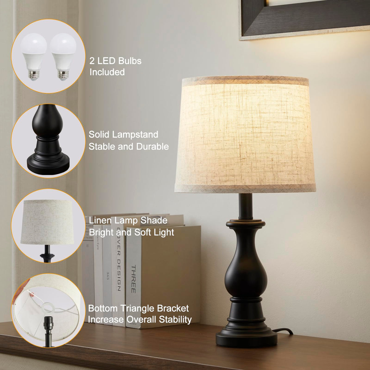Hikczc vintage table lamps in bedroom setup ideal for nightstand tasks