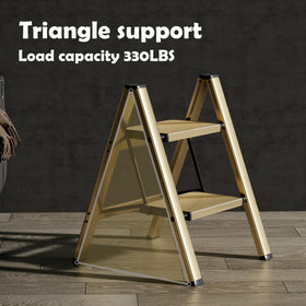 HillhutApex 2 Step Stool folded form demonstrates compact storage and portability.