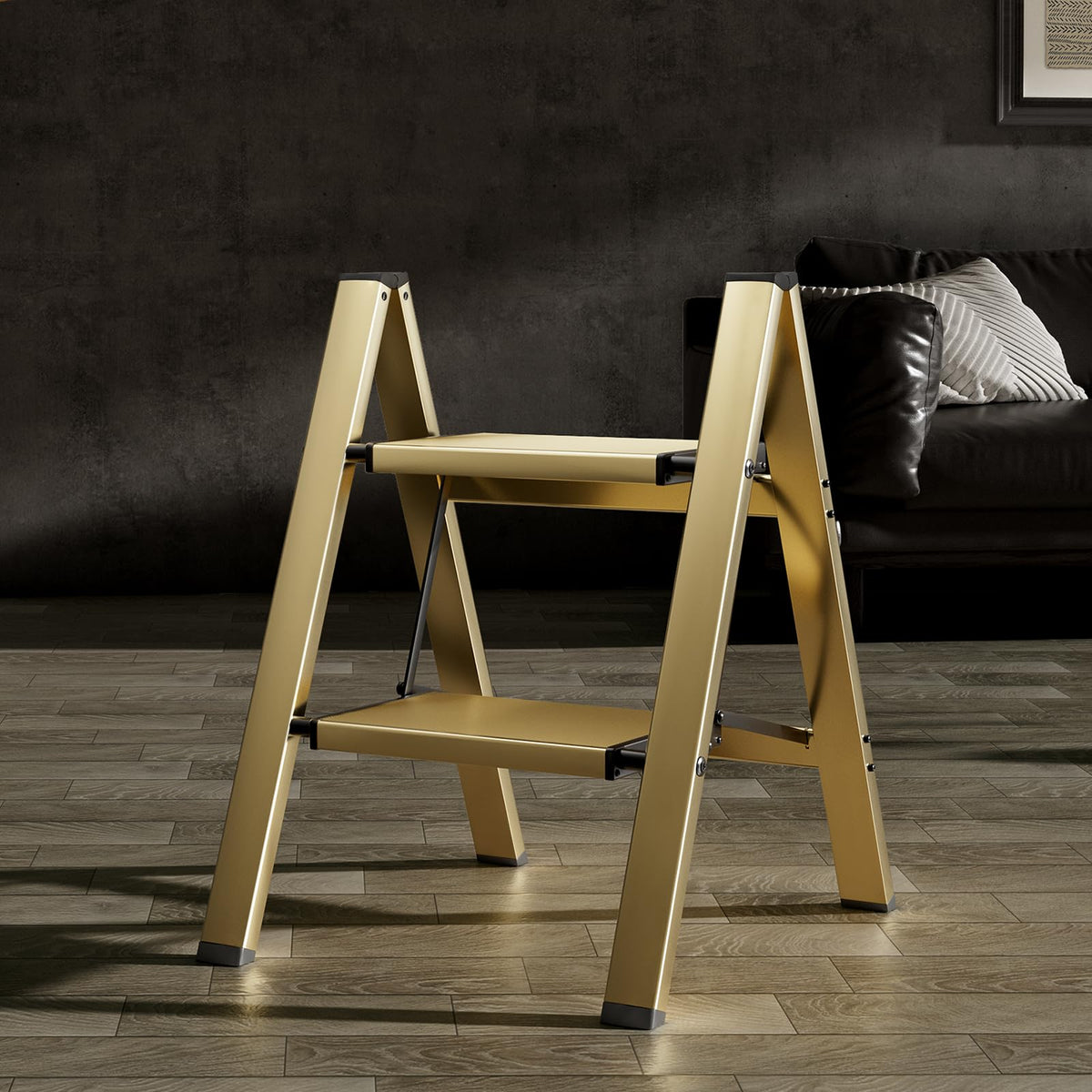 HillhutApex 2 Step Stool multitasks as shelf or plant stand.