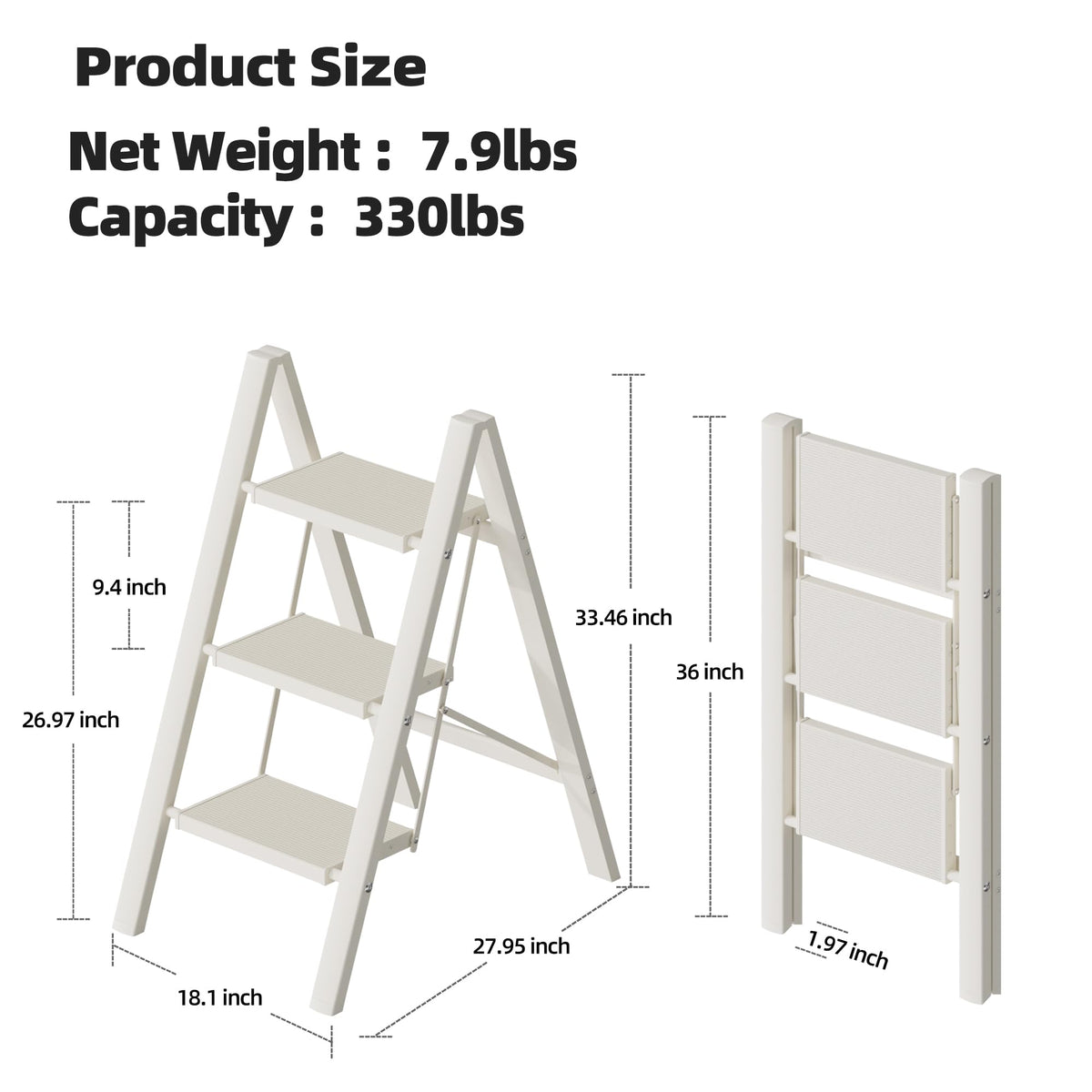 HillhutApex 3-Step Ladder supports up to 330 pounds for versatile home tasks