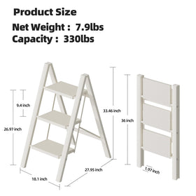 HillhutApex 3-Step Ladder supports up to 330 pounds for versatile home tasks