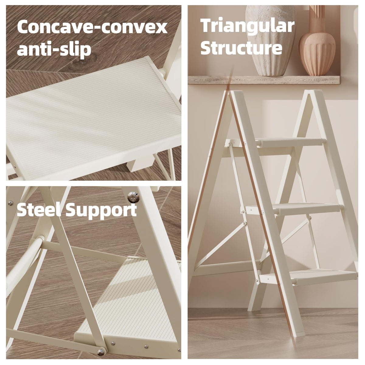 HillhutApex ladder with wide non-slip steps provides secure footing during tasks