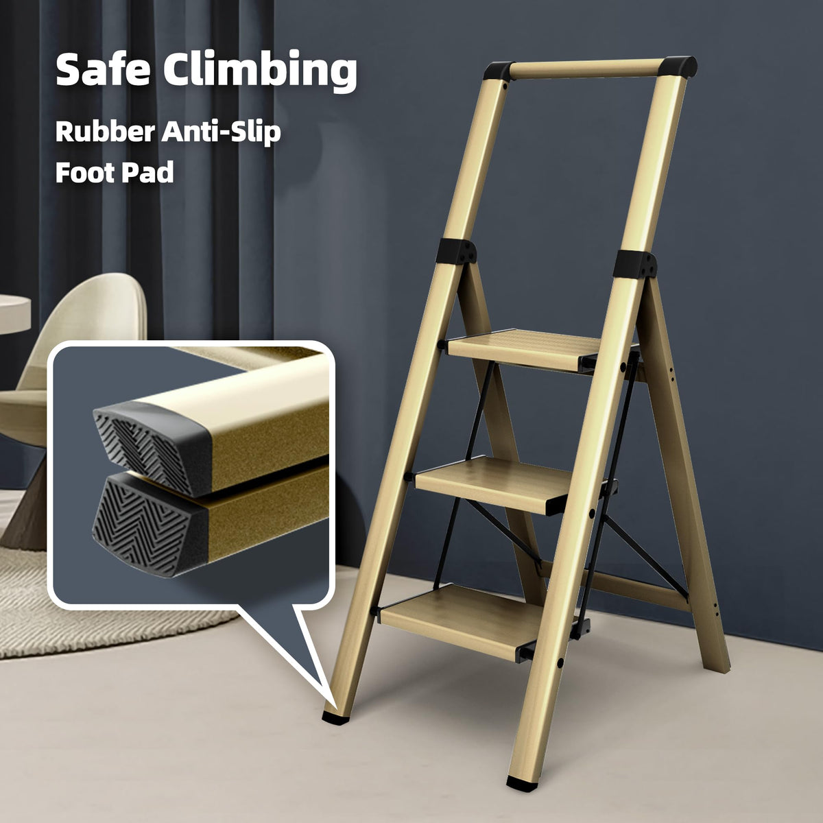 HillhutApex ladder folded compact for easy storage in narrow spaces