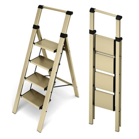 HillhutApex 4-step ladder open with handgrip for a stable reach.