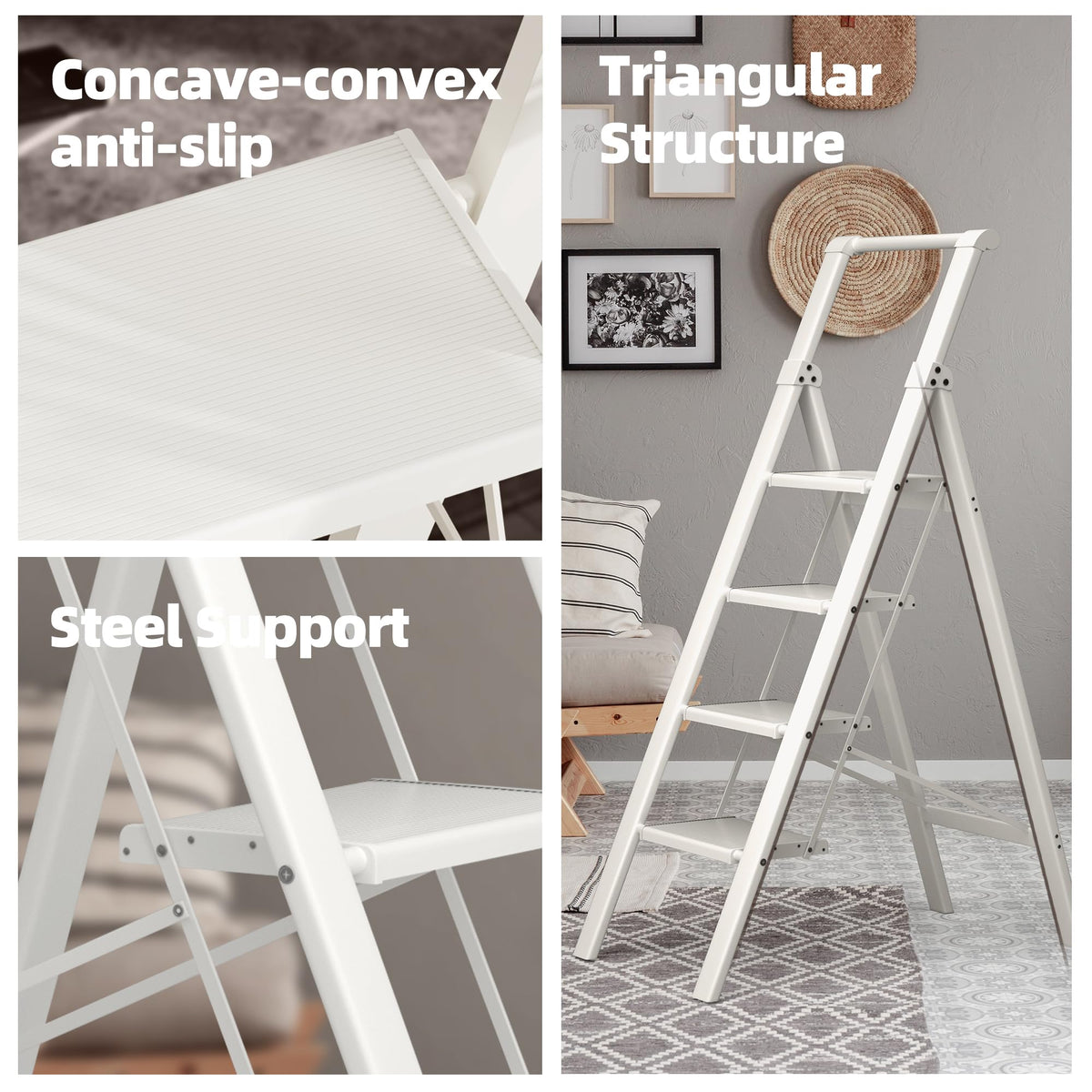 HillhutApex folded ladder shows compact thickness for easy storage