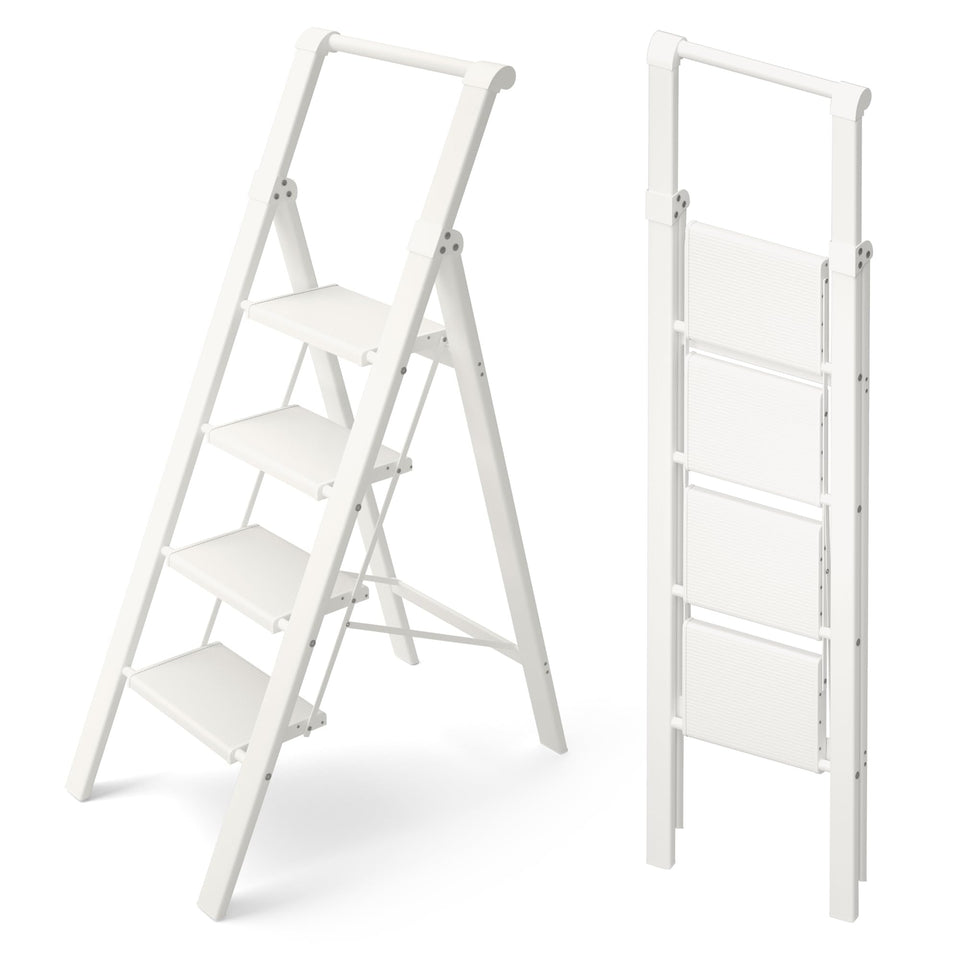 HillhutApex 4-step ladder with handgrip for secure reach in kitchen cabinets