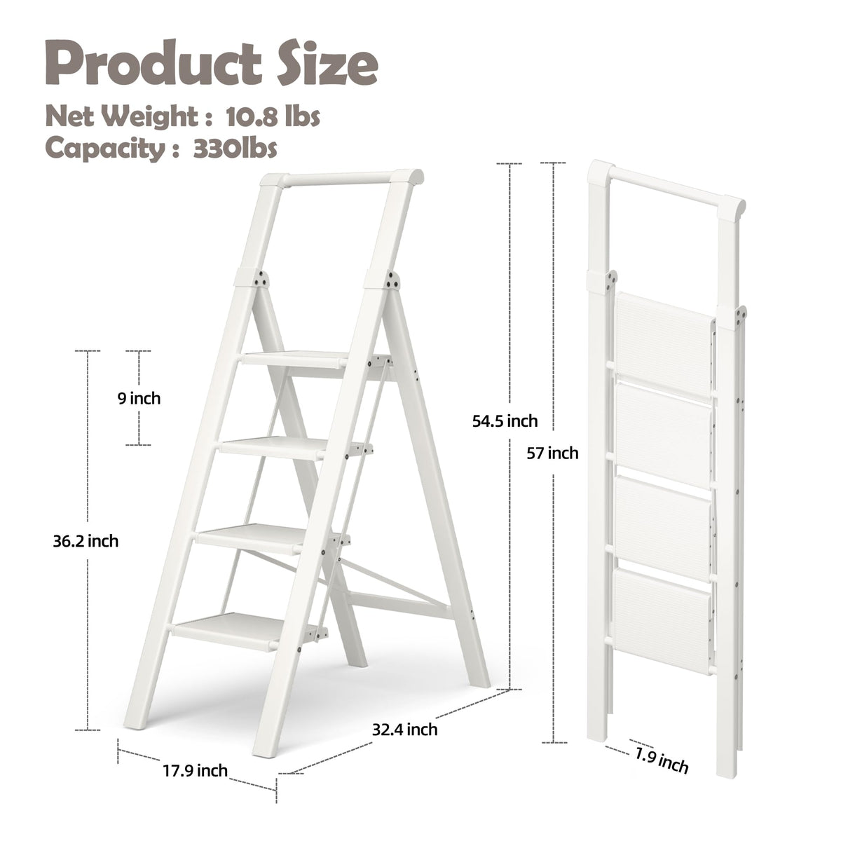 HillhutApex ladder with wide pedals enabling comfortable ascent for garage tasks