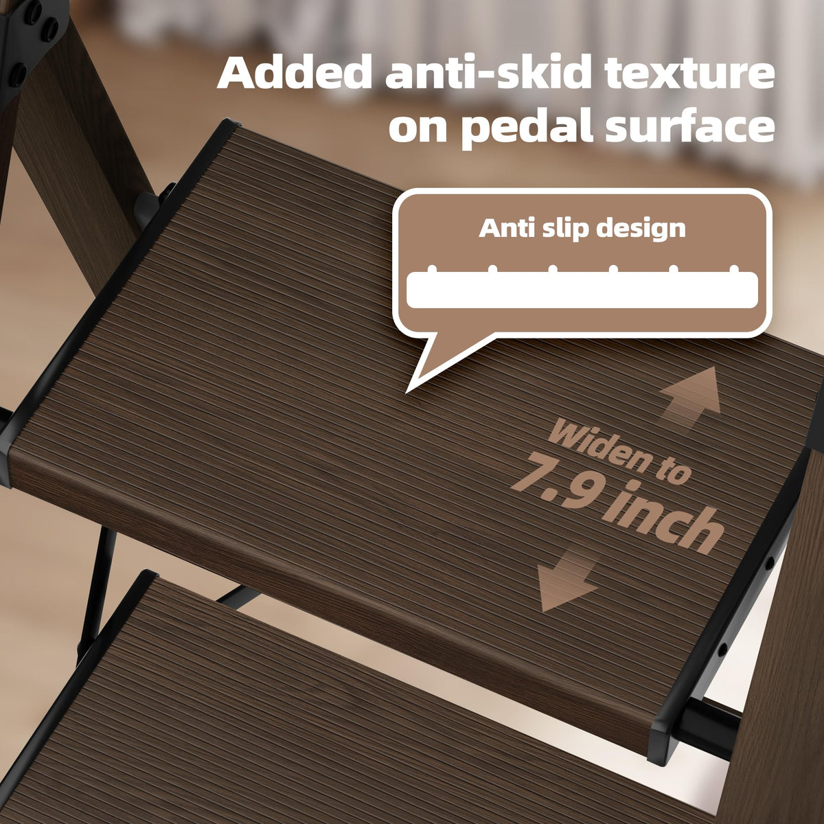 HillhutApex anti-slip pedals provide secure footing on uneven surfaces.