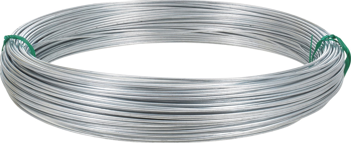 Hillman 200 ft 16-gauge galvanized wire coil, ideal for fencing and tying tasks.