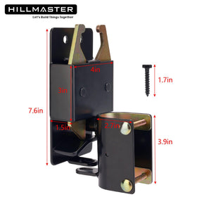 Hillmaster 2-way latch close-up showing corrosion-resistant steel construction.