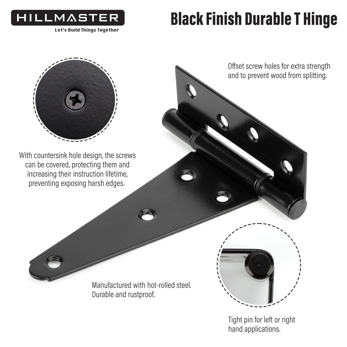 HILLMASTER barn door hinge delivers smooth operation and reliable performance
