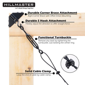 Hillmaster gate kit corner brace reinforces outdoor gate corners.