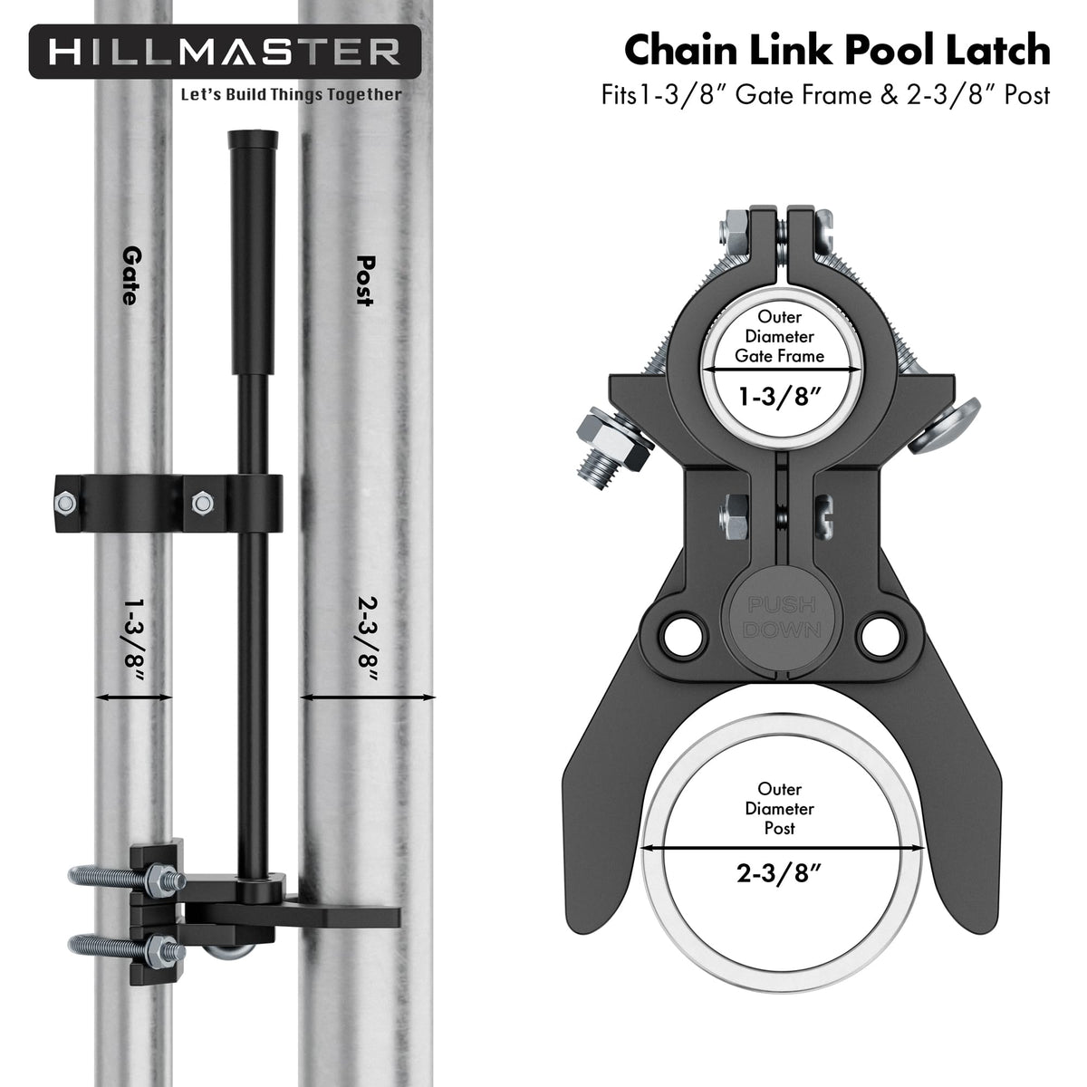 Hillmaster Auto Pool Gate Latch close-up of self-latching mechanism