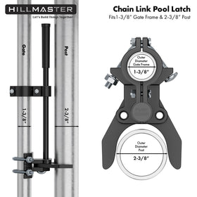 Hillmaster Auto Pool Gate Latch close-up of self-latching mechanism