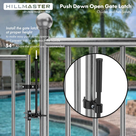 Hillmaster Auto Pool Gate Latch side operation demonstrates reversible swing for both directions