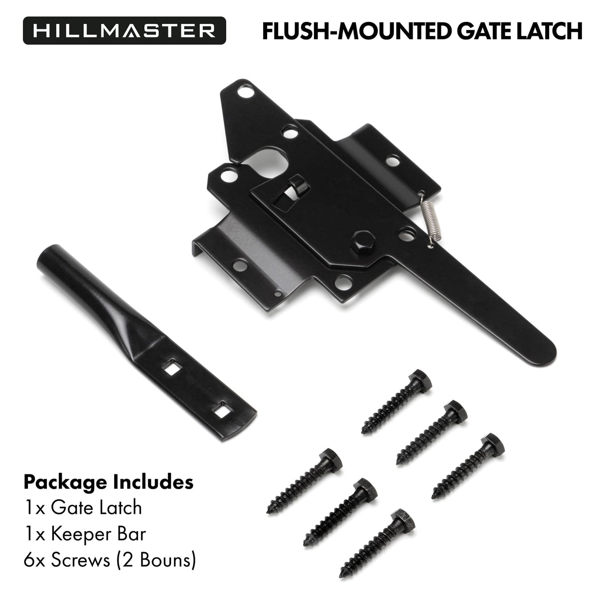 Hillmaster black powder-coated finish resists weather for outdoor gates.