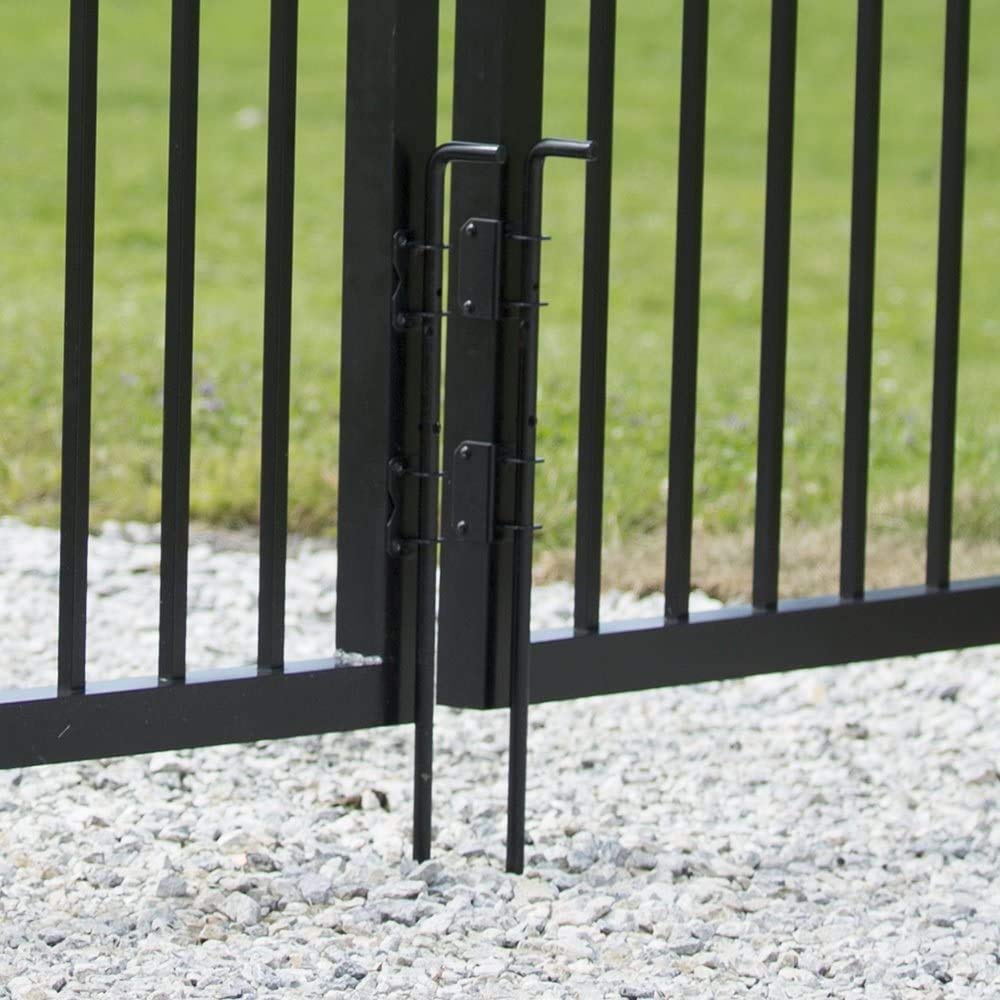 HILLMASTER black finish outdoor hardware adds durable gate protection.