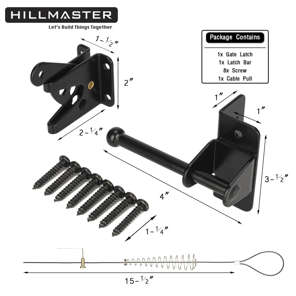 Hillmaster latch in black finish complements any backyard fence.