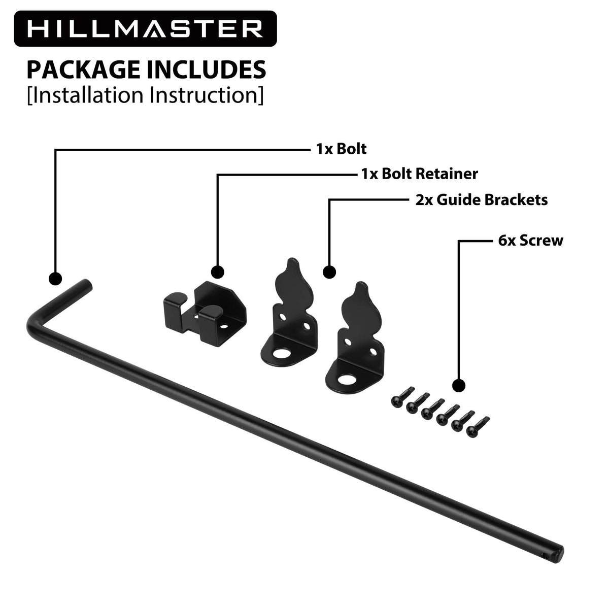 HILLMASTER cane bolt bracket set helps align and mount a gate.