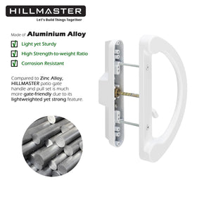 Hillmaster diagram showing door thickness compatibility from 1-1/2 to 1-3/4 inches