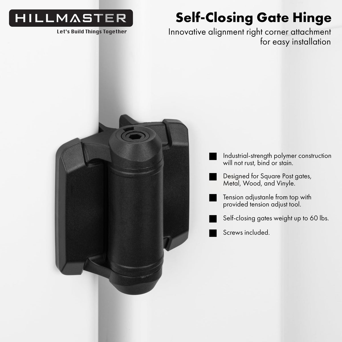 Hillmaster 3-4 inch frame-to-post compatibility ensures a sturdy fit