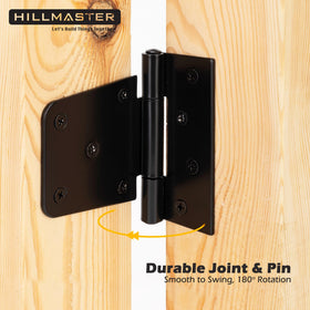 Hillmaster hinges enabling quiet, smooth operation with damping pin