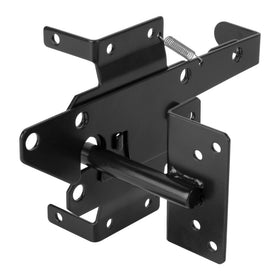 Hillmaster gravity self-locking gate latch closeup for secure outdoor gates.