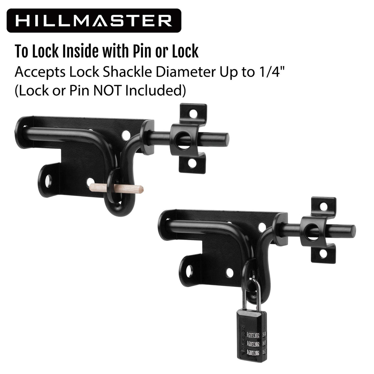 HILLMASTER gate latch in use on wood fence demonstrates versatility and durability.