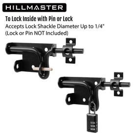 HILLMASTER gate latch in use on wood fence demonstrates versatility and durability.