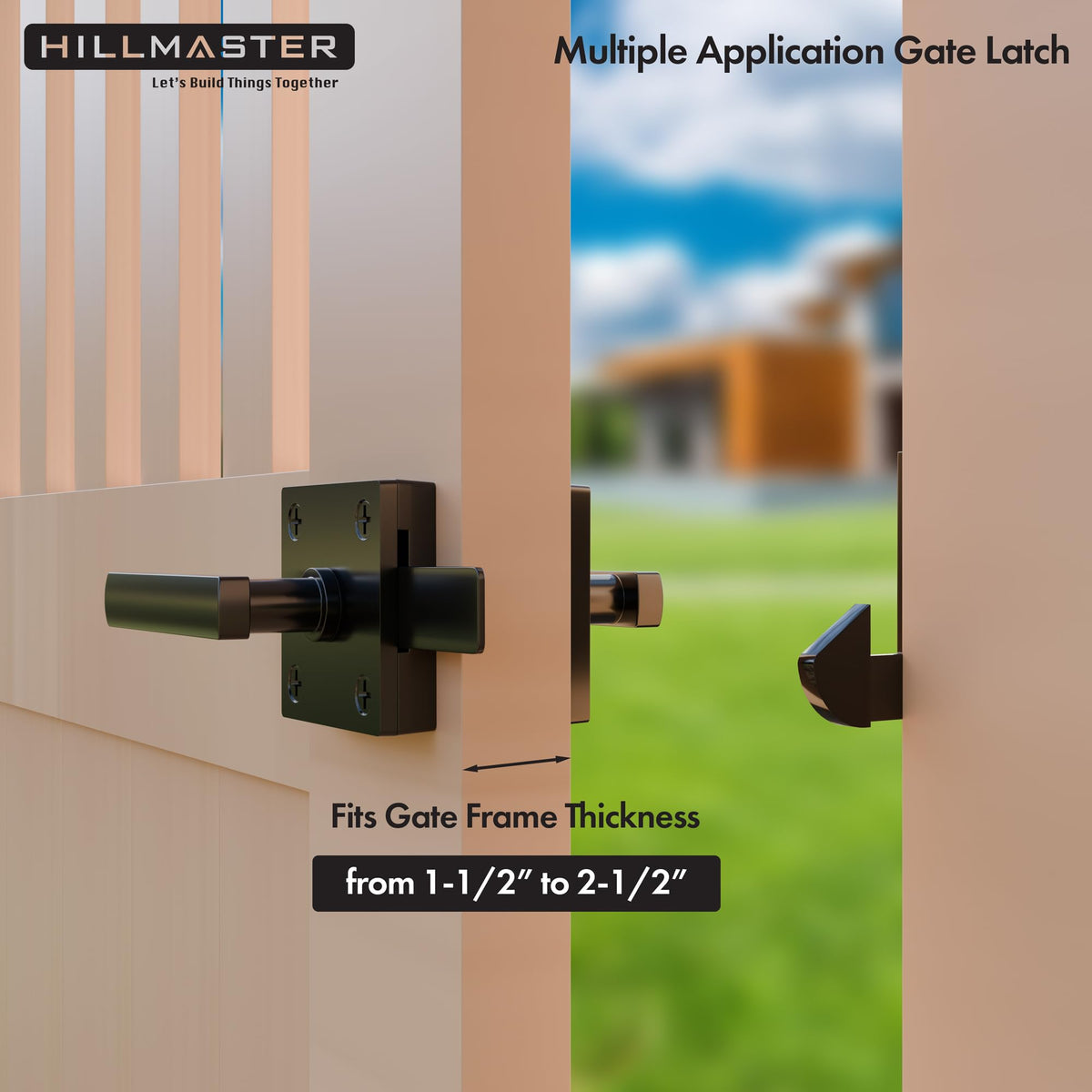 Hillmaster gate latch installed on wooden gate demonstrates secure operation.